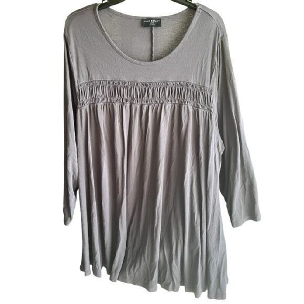 LANE BRYANT gray jersey knit tunic top peasant cottagecore plus sz 22-24 XXL
